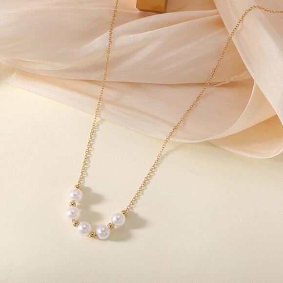 KummerSaprk Pearl Choker Necklace for Women Layered Gold Beaded Jewelry Gift - Picture 4 of 7